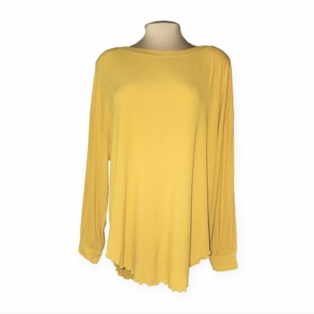 Free People Untamed Gold Oversized Yellow Long Sleeve Open Back Tunic Size XS